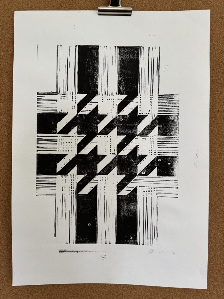 Houndstooth Lino Print